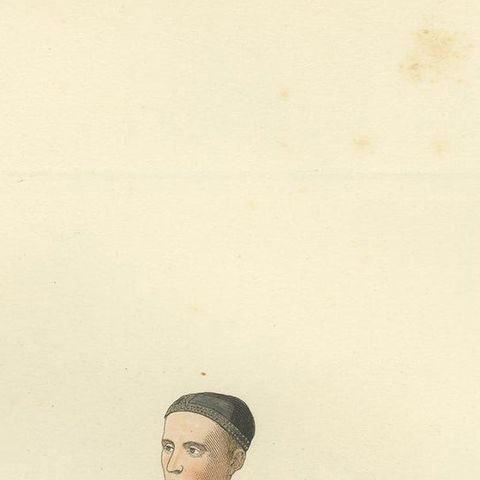 Antique Print of a Knight of Rhodes in Religious Costume, by Bonnard, 1860, close-up 1