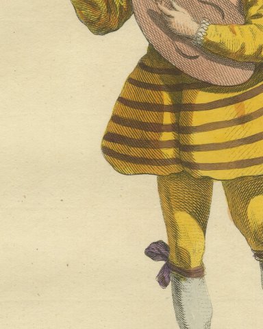 Young Gentleman of Brabant with a Lute in 1588, Jefferys Costume Plate, 1757, close-up 2