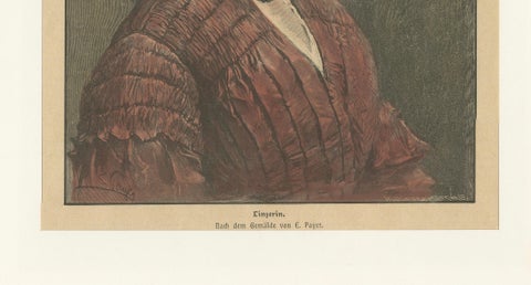 Linzerin, Austrian Folk Costume Print after Eduard Payer, ca. 1880, close-up 4