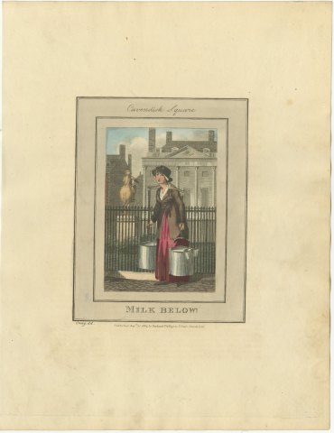 Milk Seller in Cavendish Square, Cries of London, 1804, view 2