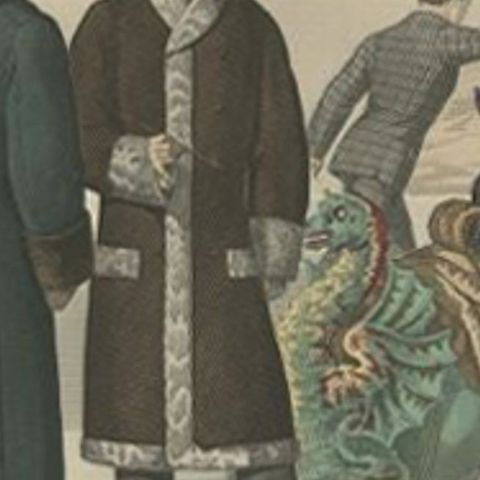 Antique Fashion Print of Men in the 19th Century, close-up 2