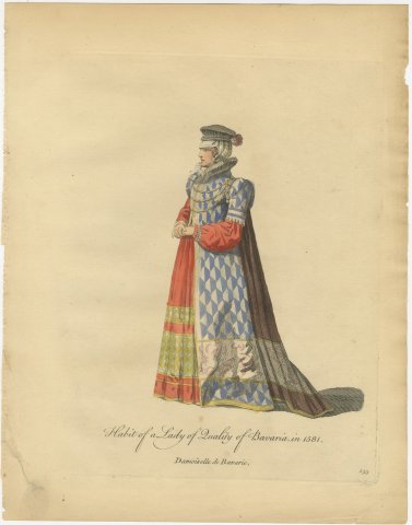 Lady of Quality of Bavaria in Blue Lozenge Gown, Costume of 1581, 1757, view 2