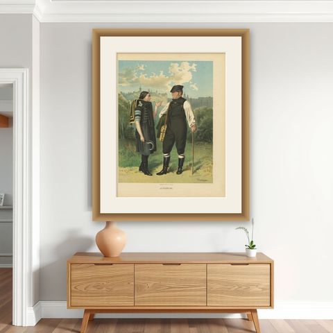 Costume of Altenburg III, Kretschmer, Chromolithograph on Paper, 1870, shown framed on a wall