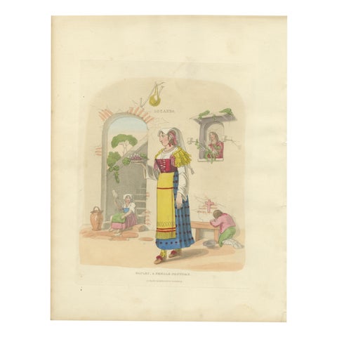 Costume Print of Naples Woman with Grapes, Published London 1824