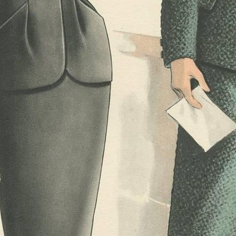 Vintage Fashion Print 'Pl. 16526' Published in Le Tailleur Moderne, 1954, close-up 2
