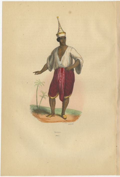 Traditional Siamese Attire: A 19th Century Ethnographic Portrait from Thailand, view 2