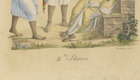 Indian Merchants & Noblemen, Brodtmann Hand-Colored Lithograph, 1816, close-up 5