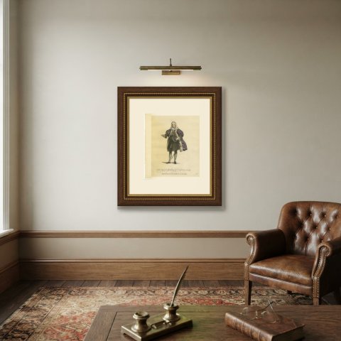 Gentleman of Nuremberg in Full Dress with Wig and Fur Gown, 1755, Jefferys 1757, shown framed on a wall