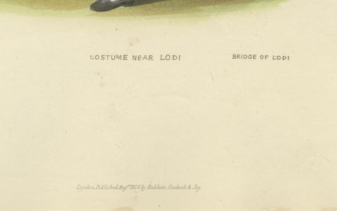 Costume Print: Woman near the Bridge of Lodi, Lombardy, Italy - 1820s Engraving, close-up 1