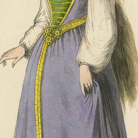 Renaissance Refinement: An English Lady in 'Costume du Moyen Âge, 1847, close-up 6
