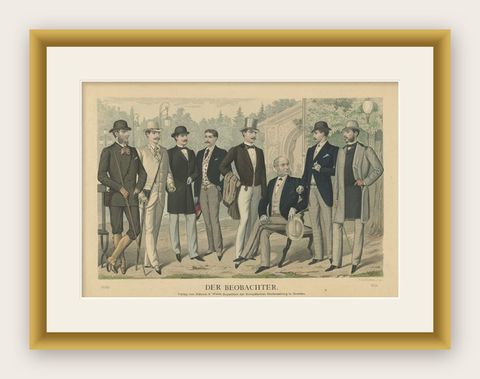 Antique Print of Fashion in June 1885 by Klemm & Weiss, circa 1900, shown framed