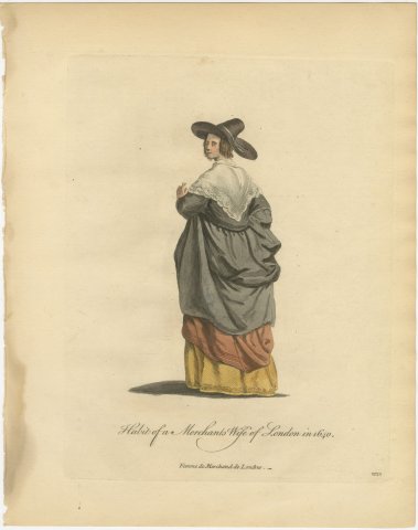 Merchant's Wife of London in 1640, Back View, Jefferys Costume Print, 1757, view 2
