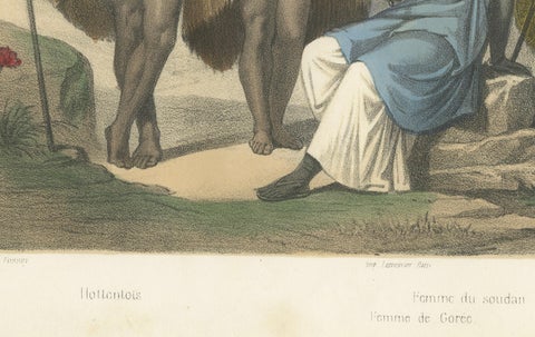 South African Costumes, Hottentots, Sudanese Women, and Chief Moussaou, c.1845, close-up 3