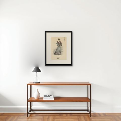 Victorian Fashion Statements: Litho by Michau for the Exposition Universelle, shown framed on a wall