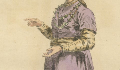 Antique Costume Print Lady of Macedonia Traditional Dress Jefferys, 1749, close-up 6