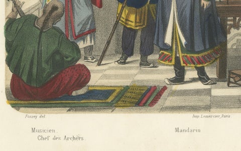 Chinese Costumes, Mandarin, Tartar Lady and Musicians, c.1845, close-up 5