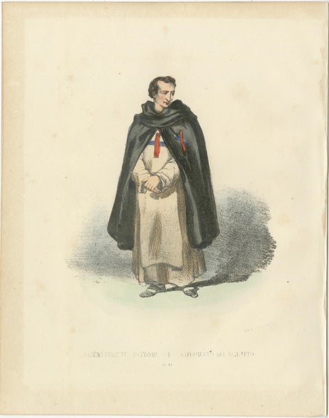 Antique Handcolored Print of a Reformed Redeemer in Ceremonial Robes, 1862, view 2