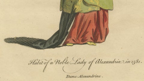 Habit of a Noble Lady of Alexandria in 1581, Elegant Ottoman Costume Print, 1749, close-up 5