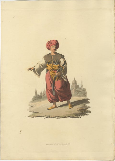 Antique Print of Mameluke of Egypt, the Military Costume of Turkey, 1818, view 2