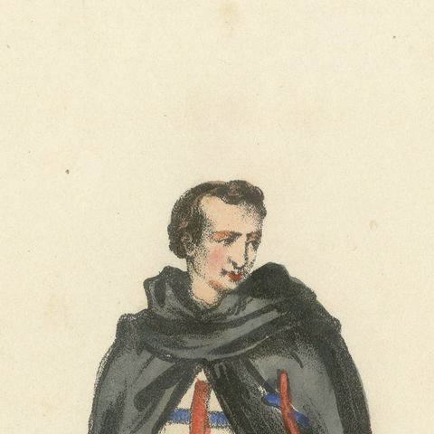 Antique Handcolored Print of a Reformed Redeemer in Ceremonial Robes, 1862, close-up 1