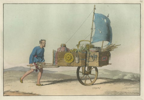 Chinese Wind Chariot Merchant, Ferrario Costume Print, Hand-Colored c.1815, close-up 1
