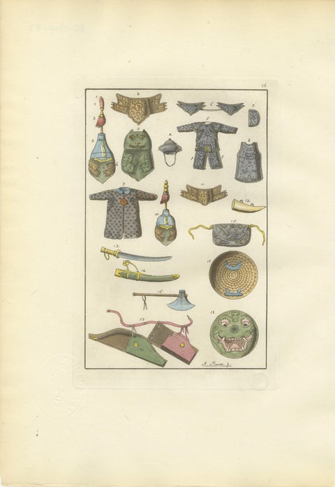 Set of Three Antique East Asian Costume & Arms Plates, Ferrario, 1815, view 4