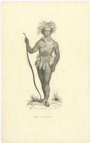 Native of Massacre Island, Antique Wahlen Costume Print, 1843-1844, view 2