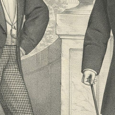 Decorative Antique Print of Men's Fashion, C.1900, close-up 2