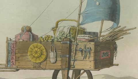 Chinese Wind Chariot Merchant, Ferrario Costume Print, Hand-Colored c.1815, close-up 3