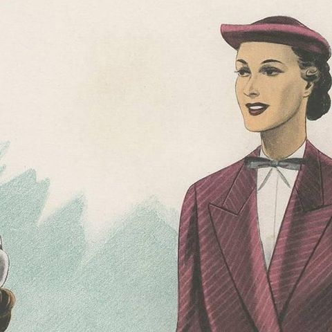 Vintage Fashion Print 'Pl. 14219' published in Ladies Styles, 1951, close-up 1