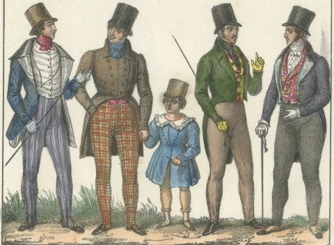Amsterdam Fishwife, Gelderland Peasants and English Gentlemen, Lithograph, 1842, close-up 2