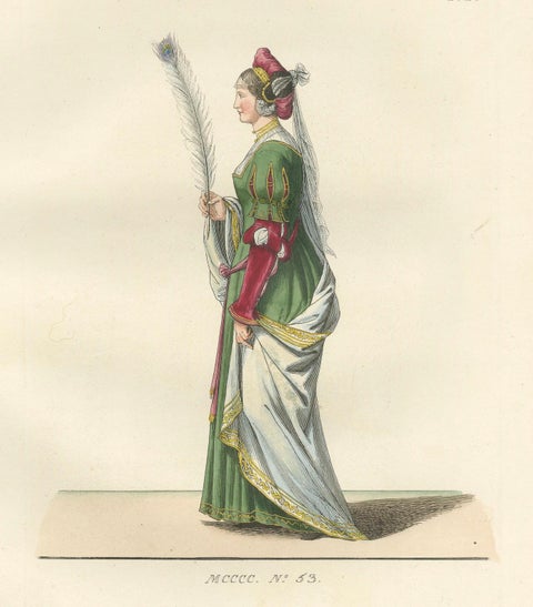 Young Sienese, Noblewoman, and Apothecary in Medieval Italian Dress - 1845, close-up 2
