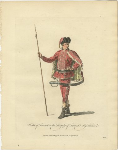 Tancred in Tancred and Sigismunda, Georgian Stage Costume, Jefferys, 1757, view 2