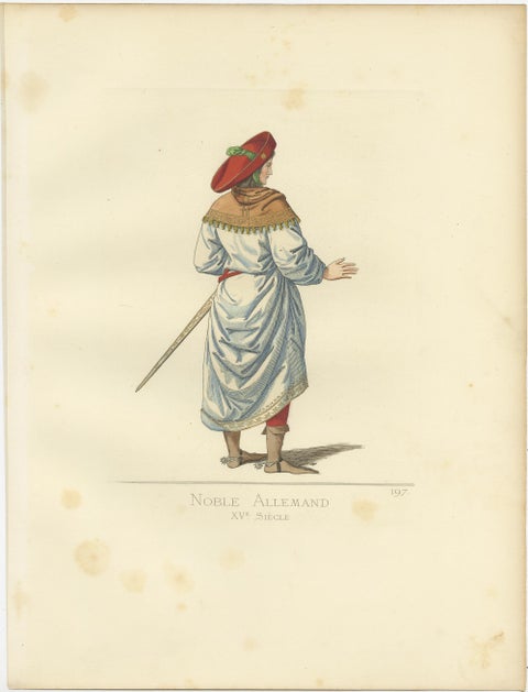 Antique Print of a German Nobleman, 15th Century, by Bonnard, 1860, view 3