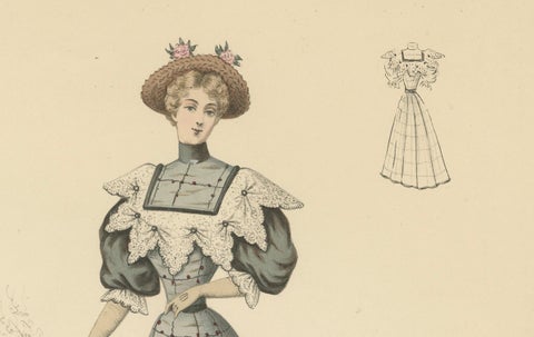 Victorian Refinement: Fashion Lithograph by L. Michau and M. de Solar, 1889, close-up 4