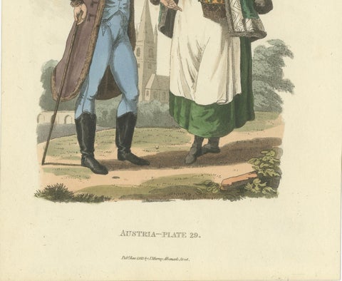 Austrian Folk Couple: Elegant Regency Costume from 1808, close-up 1