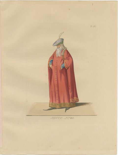 Six Medieval Costumes Hand-Colored Lithographs, France, Circa 1860, view 5