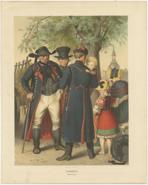 Antique Costume Print of Traditional Attire of Pomerania: Weitzacker in 1870, view 3