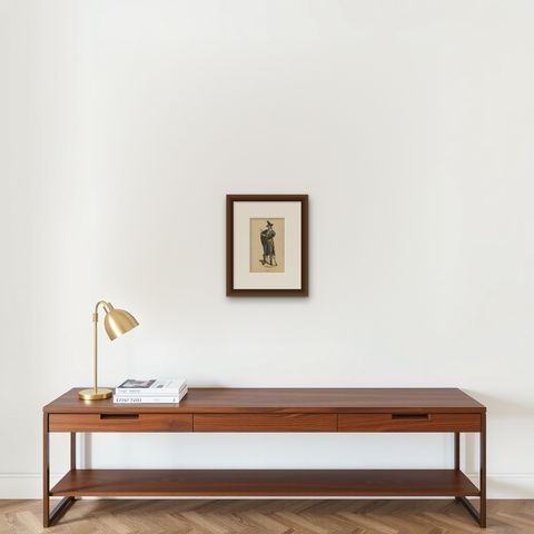 Antique Costume Print of an Inhabitant of Jerez by Wahlen, 1843, shown framed on a wall