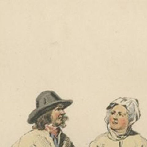 Antique Costume Print of Mora, Dalarna in Sweden, circa 1864, close-up 1