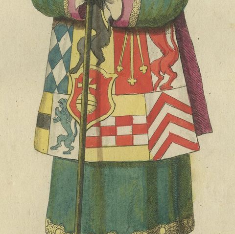 Herald of the Order of Saint Hubert: 1791 Colored Engraving in Ceremonial Dress, close-up 6