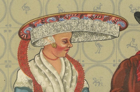 Frisian Costumes of Makkum in The Netherlands with Lace Cap and Redingote, 1932, close-up 5