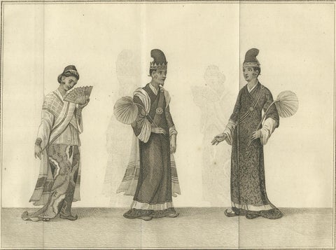 Burmese Official, Wife & Secretary in Ceremonial Dress, Antique Print, c.1800, close-up 5