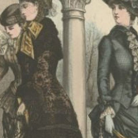 Antique Fashion Print by Marquart, 1881, close-up 1