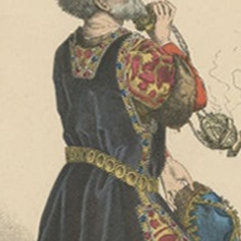 Antique Costume Print of a Prince from Burgundy by Lipperheide, c.1880, close-up 1
