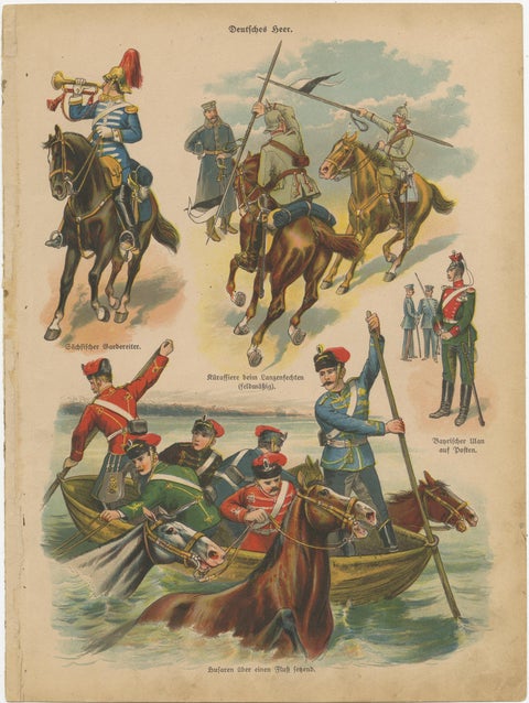 Set of 10 Antique Military Costume Prints, view 2