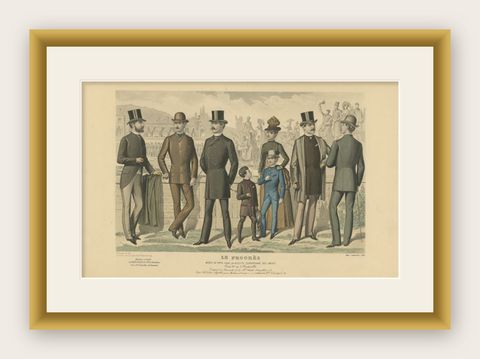 Antique Fashion Print Published in September, 1886, shown framed