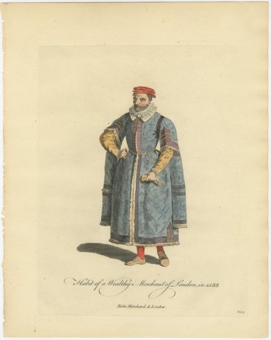 Wealthy Merchant of London in 1588, Fur Trimmed Gown, Jefferys Print, 1757, view 2