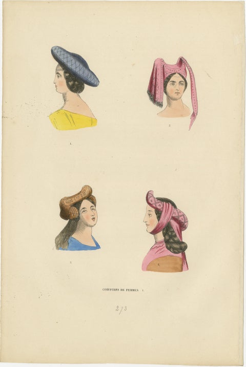 Costume du Moyen Âge: Portraits of Elegant Ladies, Published in 1847, view 3