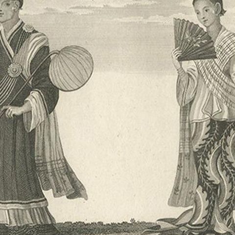 Antique Print of Burmese Costumes by Symes, '1800', close-up 2
